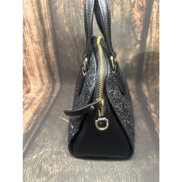 Kate Spade Laurel Way Black Glitter Mini Reiley Satchel 001 Black - Picture 5 of 9